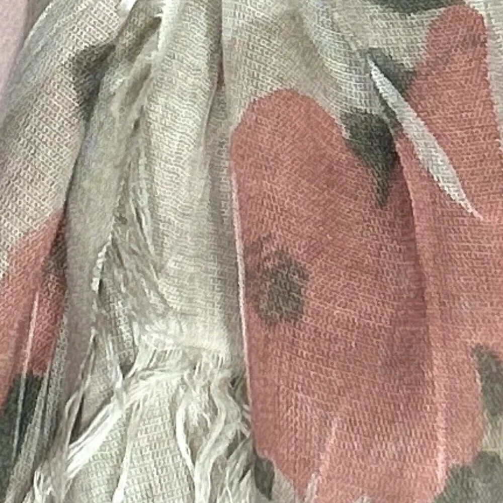 Scarf / Wrap Gauzy Italian Pink Rose Pattern 76x28 Pastel Romantic Coquette